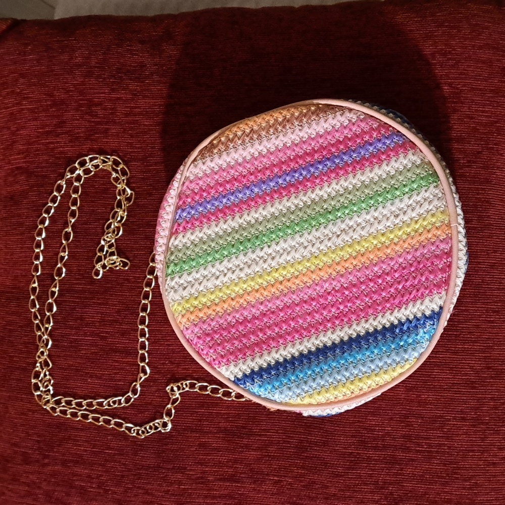 NEW Multicolored Round Straw purse